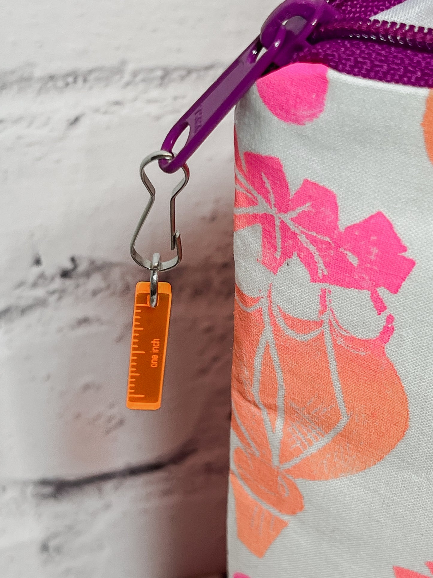 XL Zipper Bag - Orange Poppy Seedpod/ White and Pink
