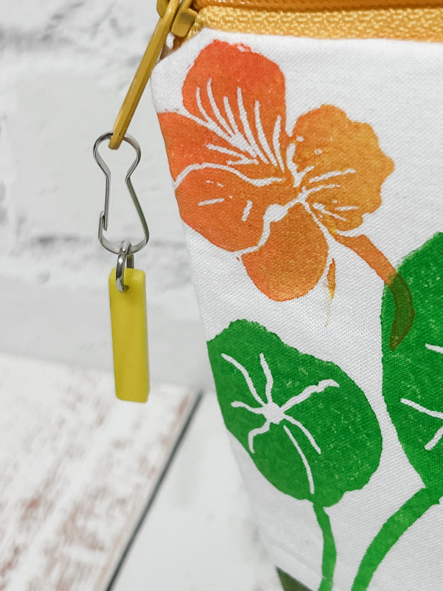 Notions Pouch - Nasturtiums on White Canvas