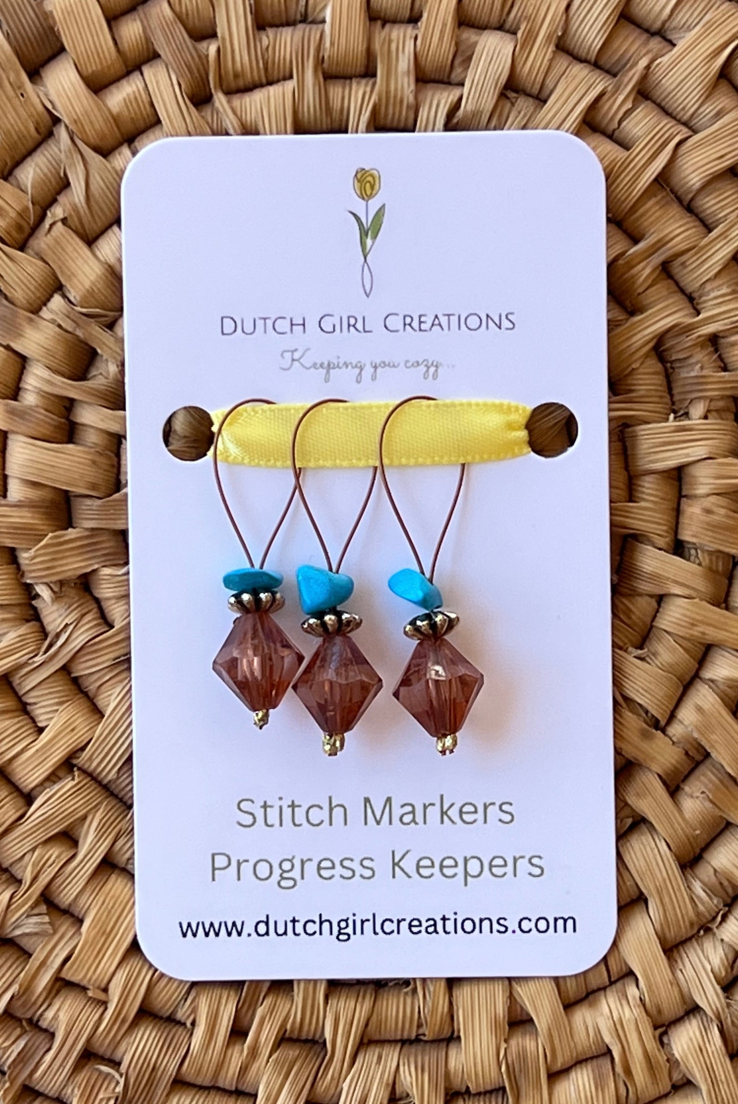 Stitch Marker Set - Amber and Blue