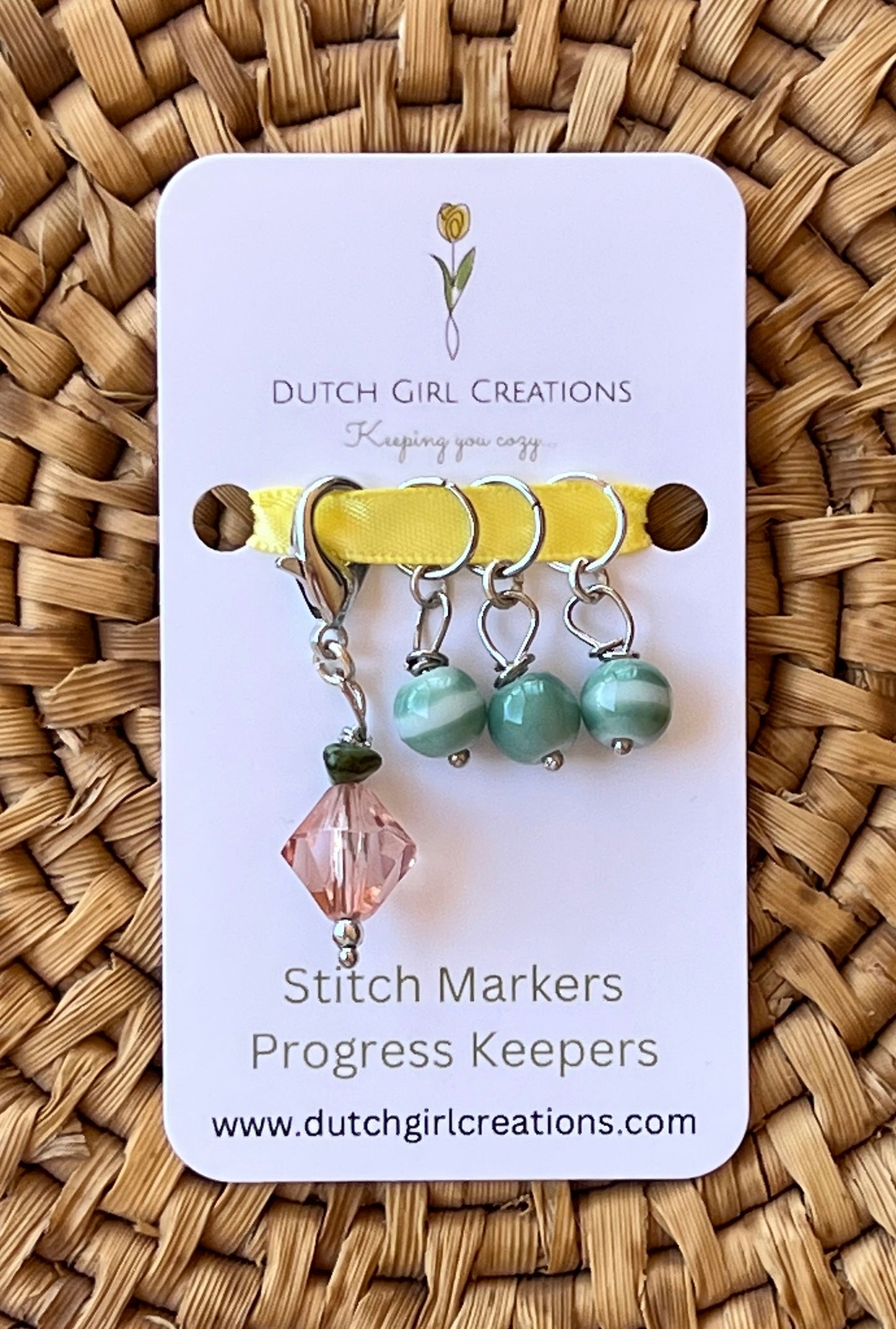 Stitch Marker/Progress Keeper Set - Pink and Green