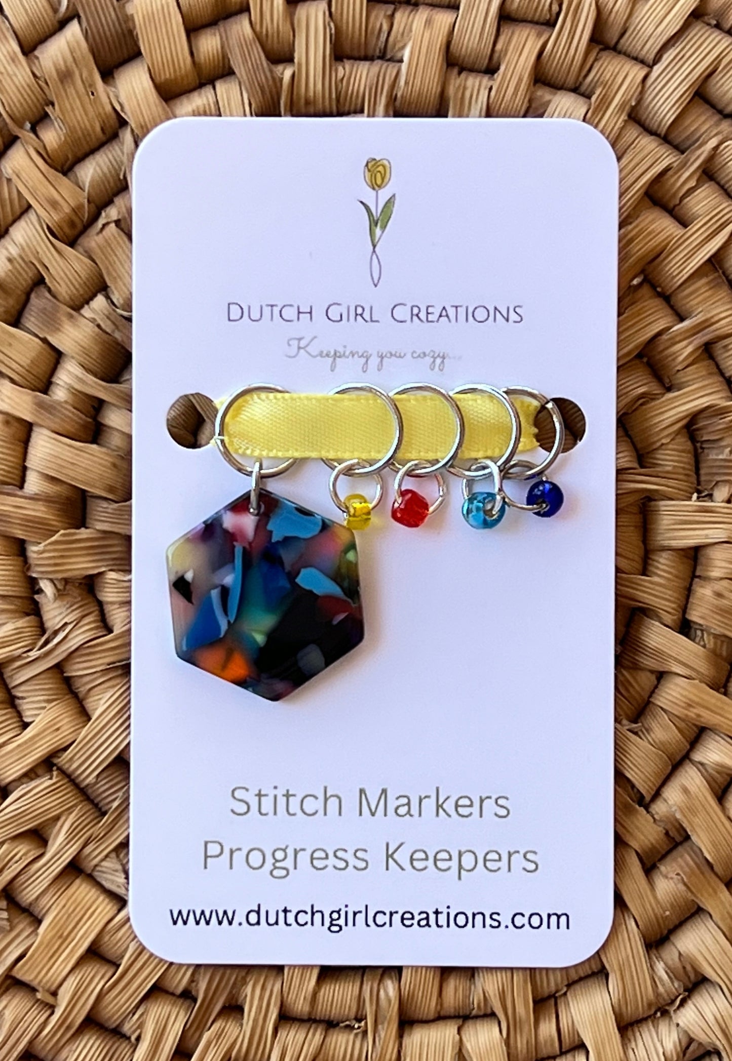 Stitch Marker Set - Multi-colored Polygon (Small)
