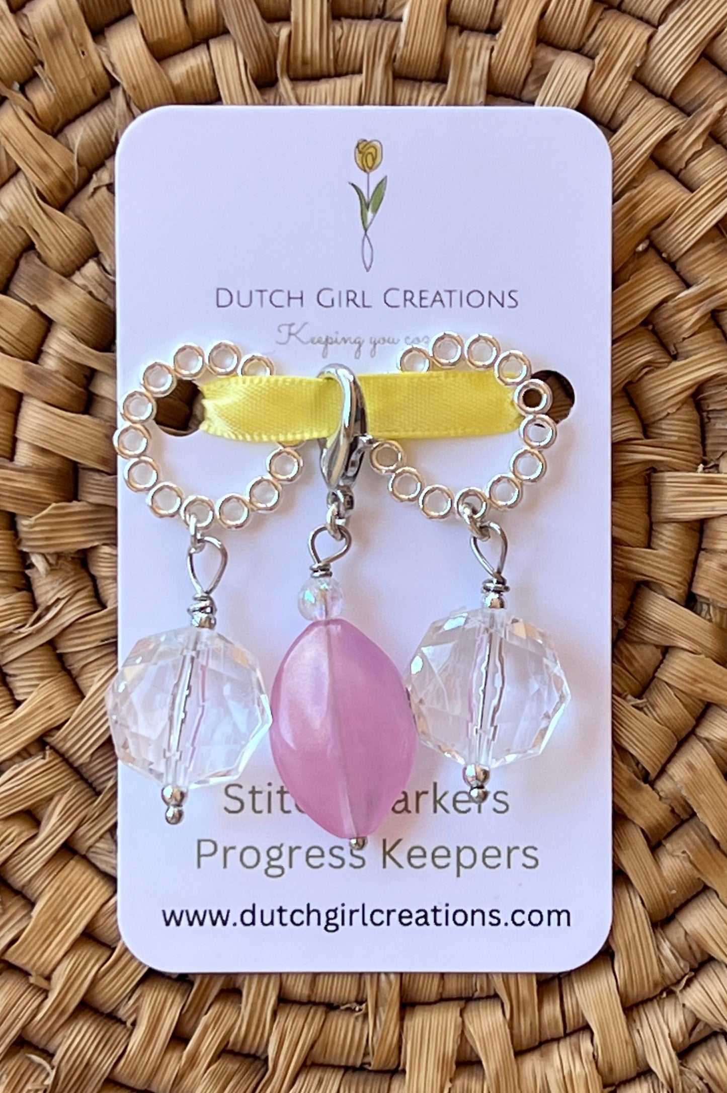 Stitch Marker/Progress Keeper Set - Pink and Clear