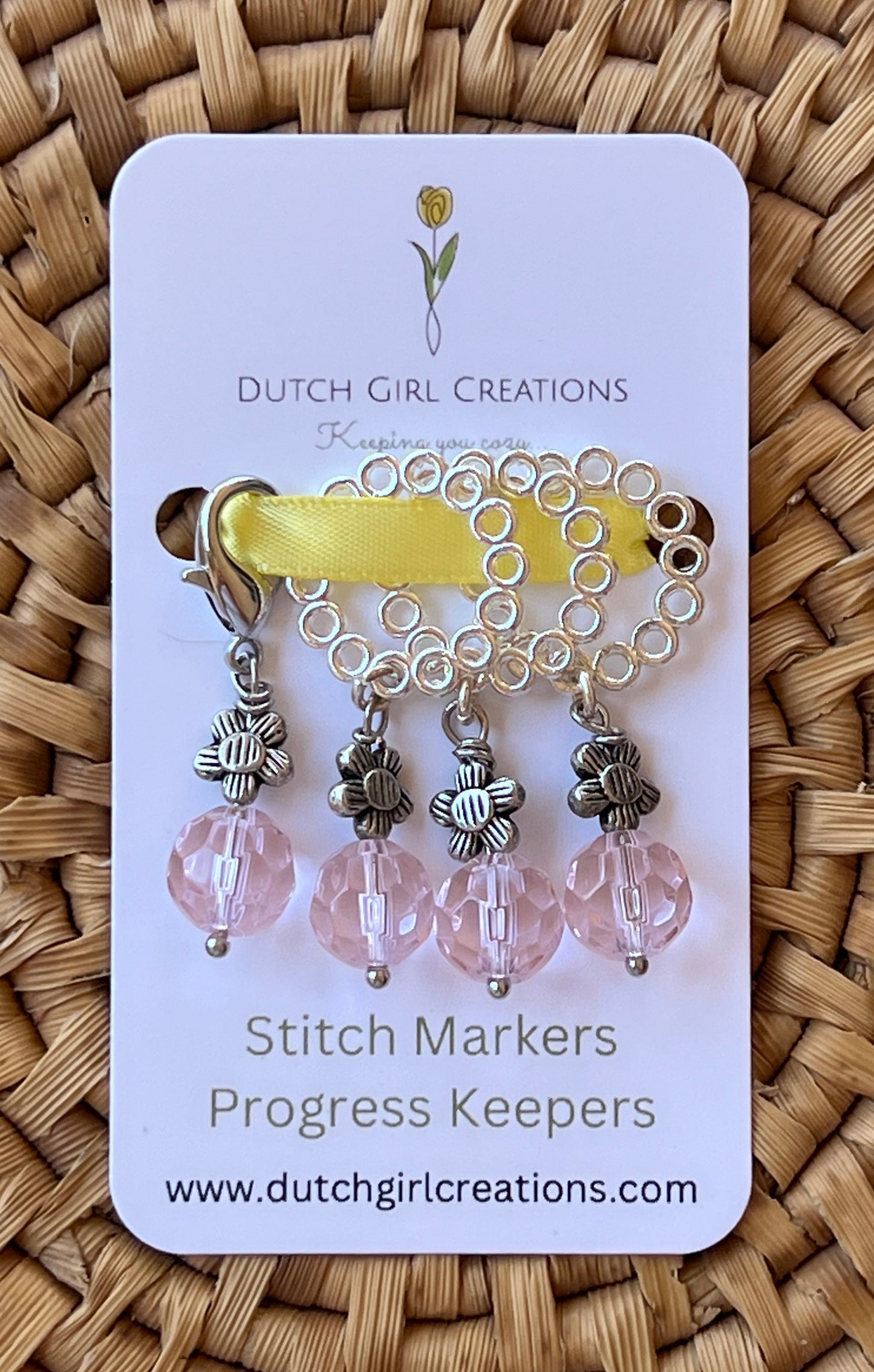 Stitch Marker/Progress Keeper Set - Pink Crystals
