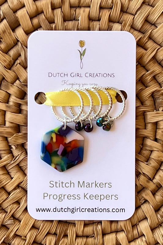 Stitch Marker Set - Multi-colored Polygon (Large)