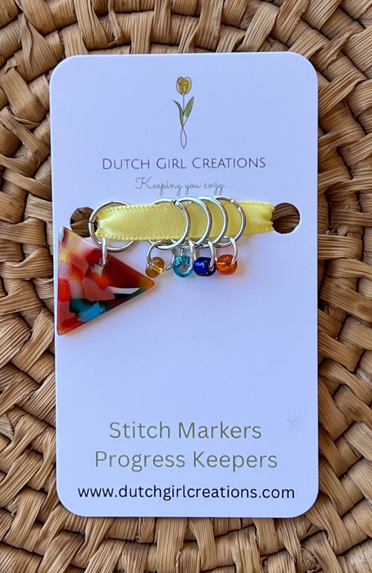 Stitch Marker Set - Multi-colored Triangle